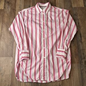 J Crew‎ Button Down Shirt Women's Size 2XS Pink Striped Preppy Relaxed Fit 5628